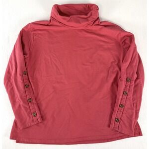 St Johns Bay Size XL Long Sleeve Top Mockneck 100% Cotton Vermillion Red Coastal
